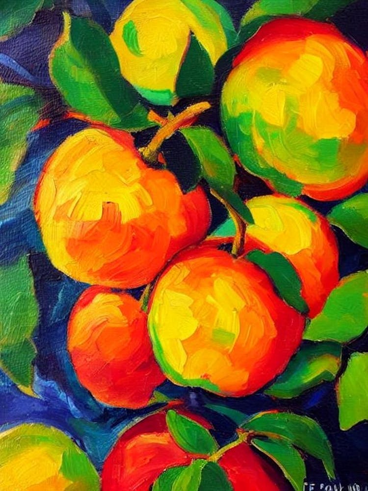 Star Apple Fruit Vibrant Matisse Inspired Painting Fruit