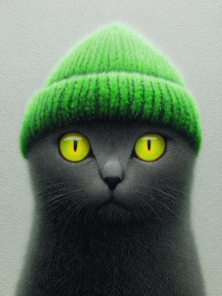 Cat In Green Hat