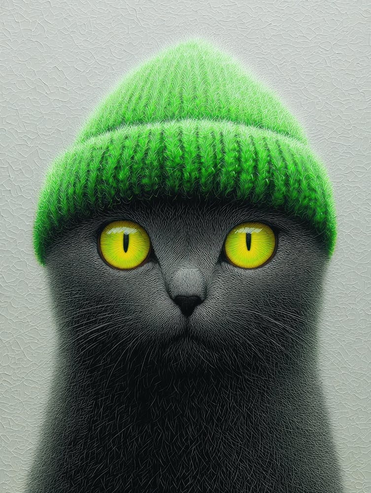Cat In Green Hat