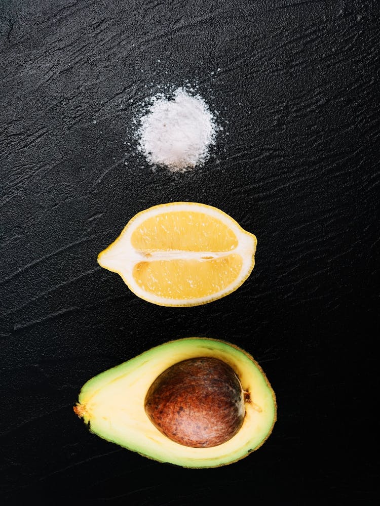 Avocado, lemon, salt — Food kitchen poster/blackboard, photo art