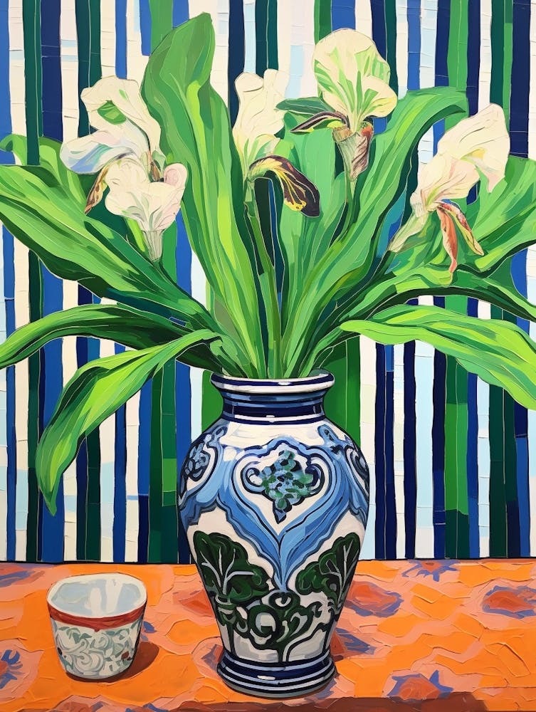 Flowers In A Vase Still Life Painting Iris 2