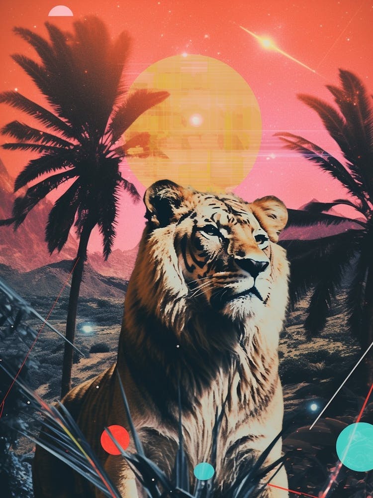 Tiger Retro Space Collage 2