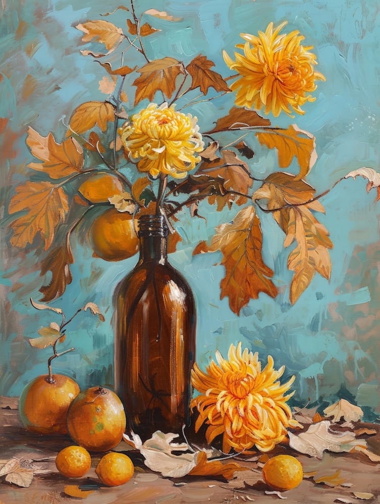 Yellow Dahlias In A Bottle