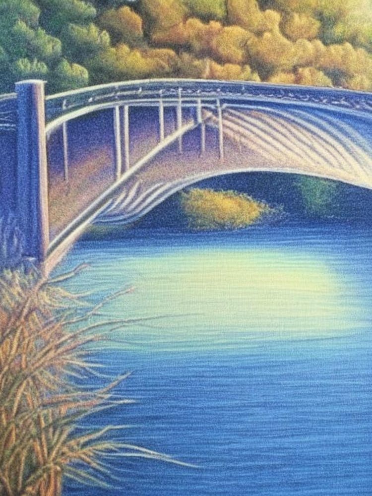 Bridges Over Water Waterscape Crayon 1