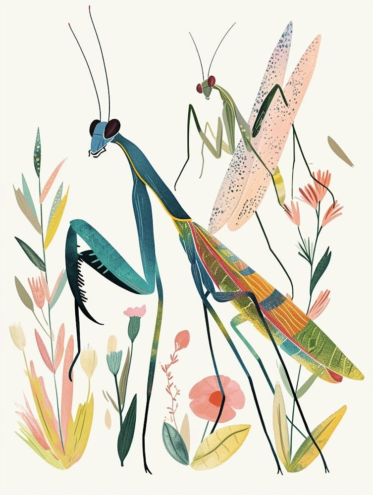 Colourful Insect Illustration Praying Mantis 10