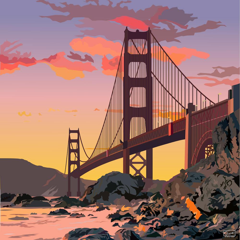 Golden Gate Bridge At Sunset 1