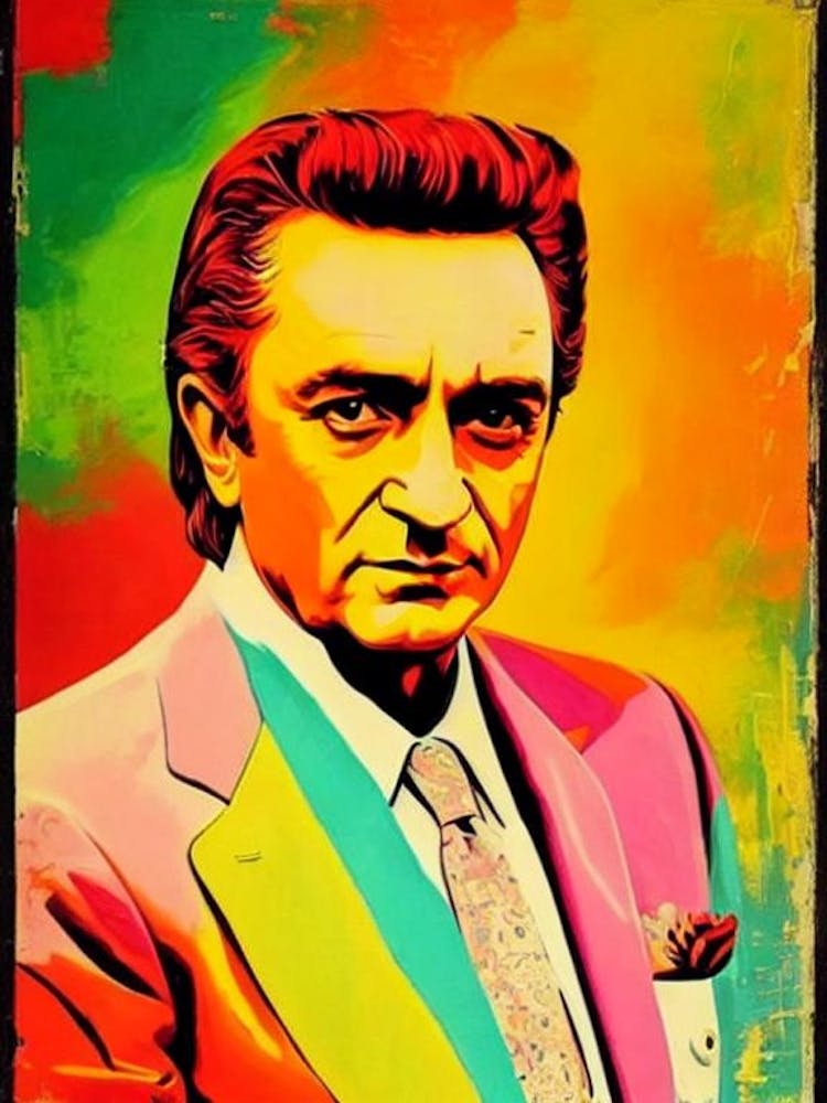 Johnny Cash Colourful Pop Art