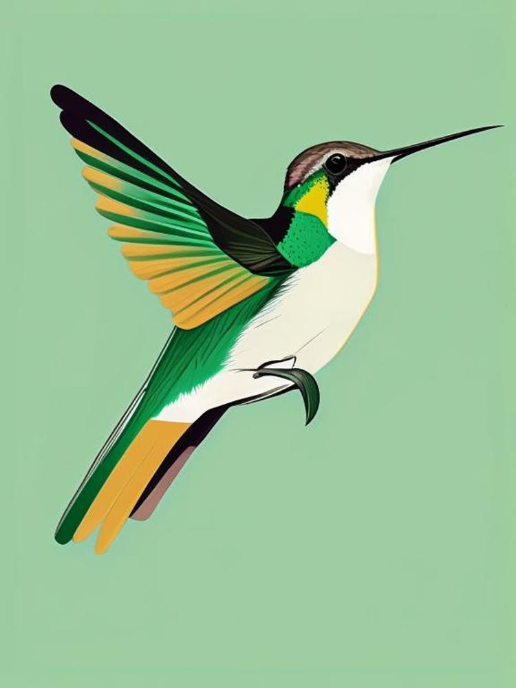 Booted Racket Tail Hummingbird Bold Graphic