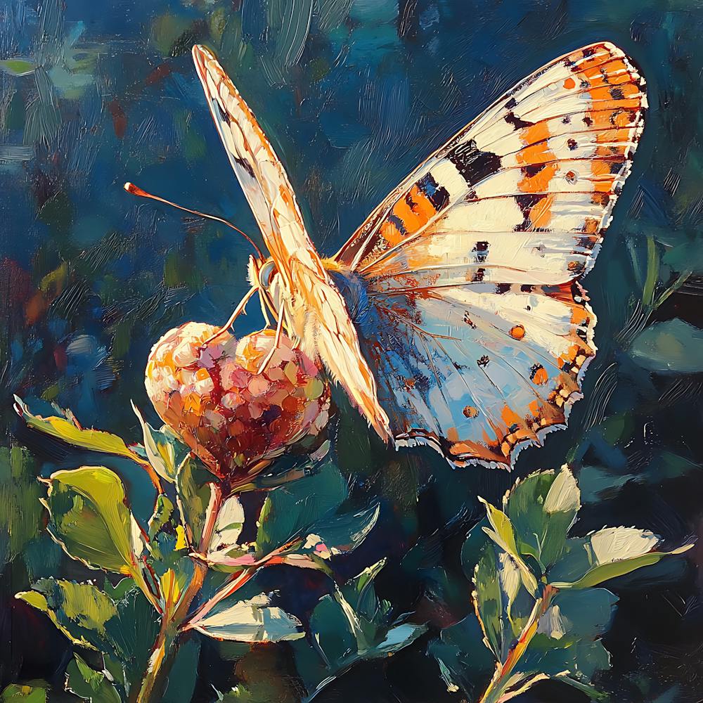 Butterfly Resting on Heart Flower 2