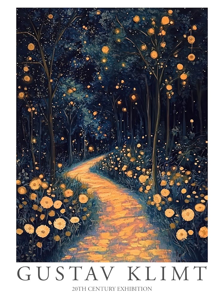 Gustav Klimt Print Night Forest Trees Painting Klimt Exhibition Poster Painting Decor