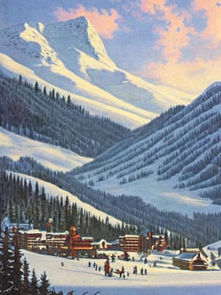 Les Arcs, France Ski Resort Vintage Landscape 1 Skiing Poster