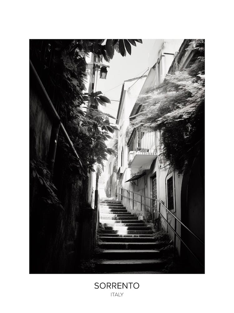 Poster Of Sorrento, Italy, Black And White Photo 2