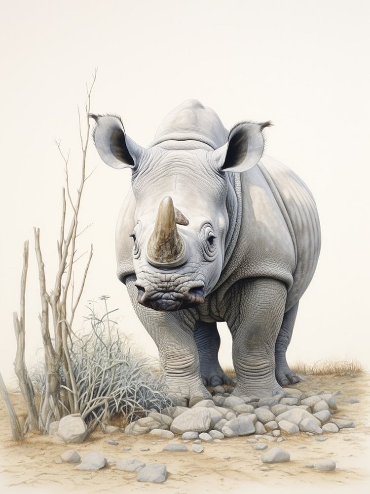 Rhino Walking Through The Landscape Illustration 1