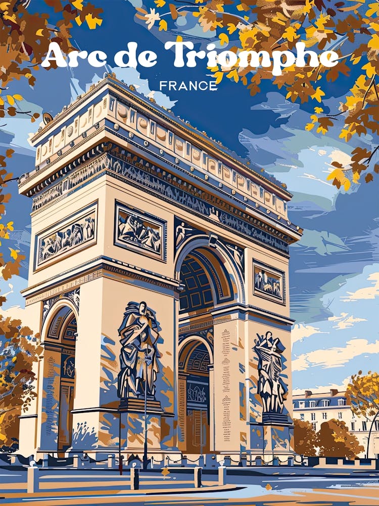 Arc De Triomphe France Monument Digital Travel Art
