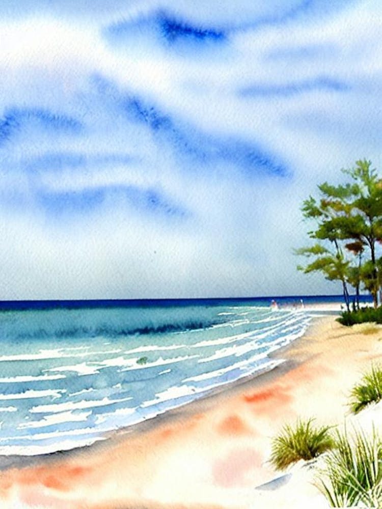 Tybee Island Beach, Georgia Watercolour