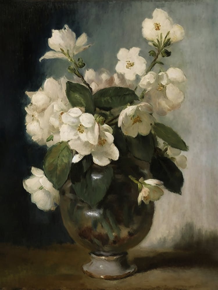 White Flowers In A Vase Cezanne Inspired