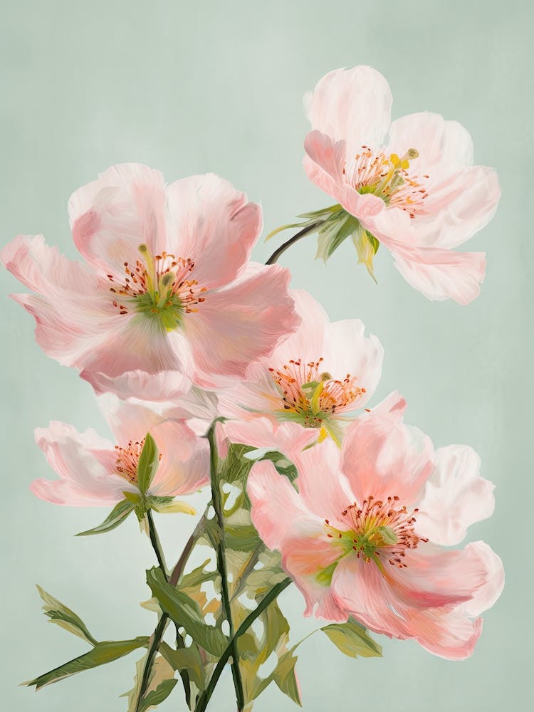 Apple Blossom Flowers Acrylic Pastel Colours 4