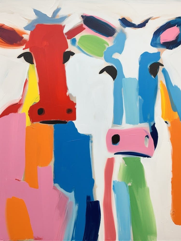 Colourful Kids Animal Art Cow 4