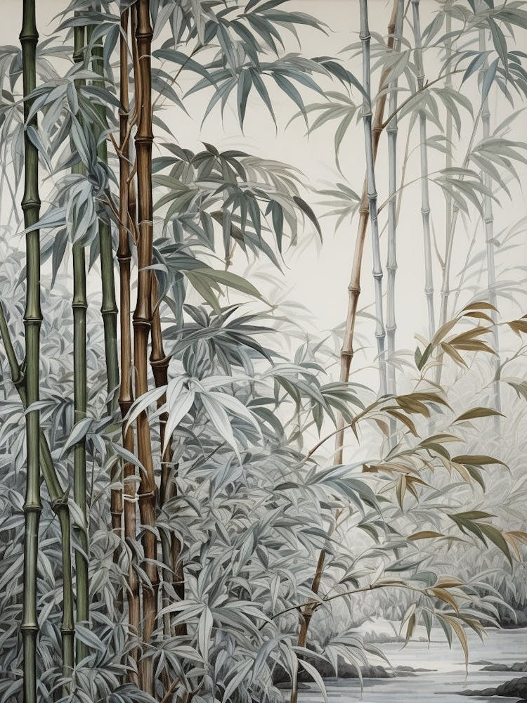 Vintage Jungle Botanical Illustration Bamboo 1