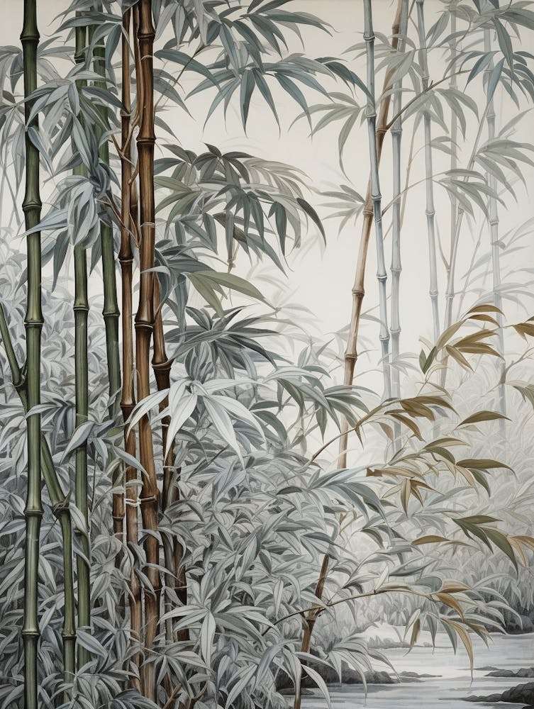 Vintage Jungle Botanical Illustration Bamboo 1