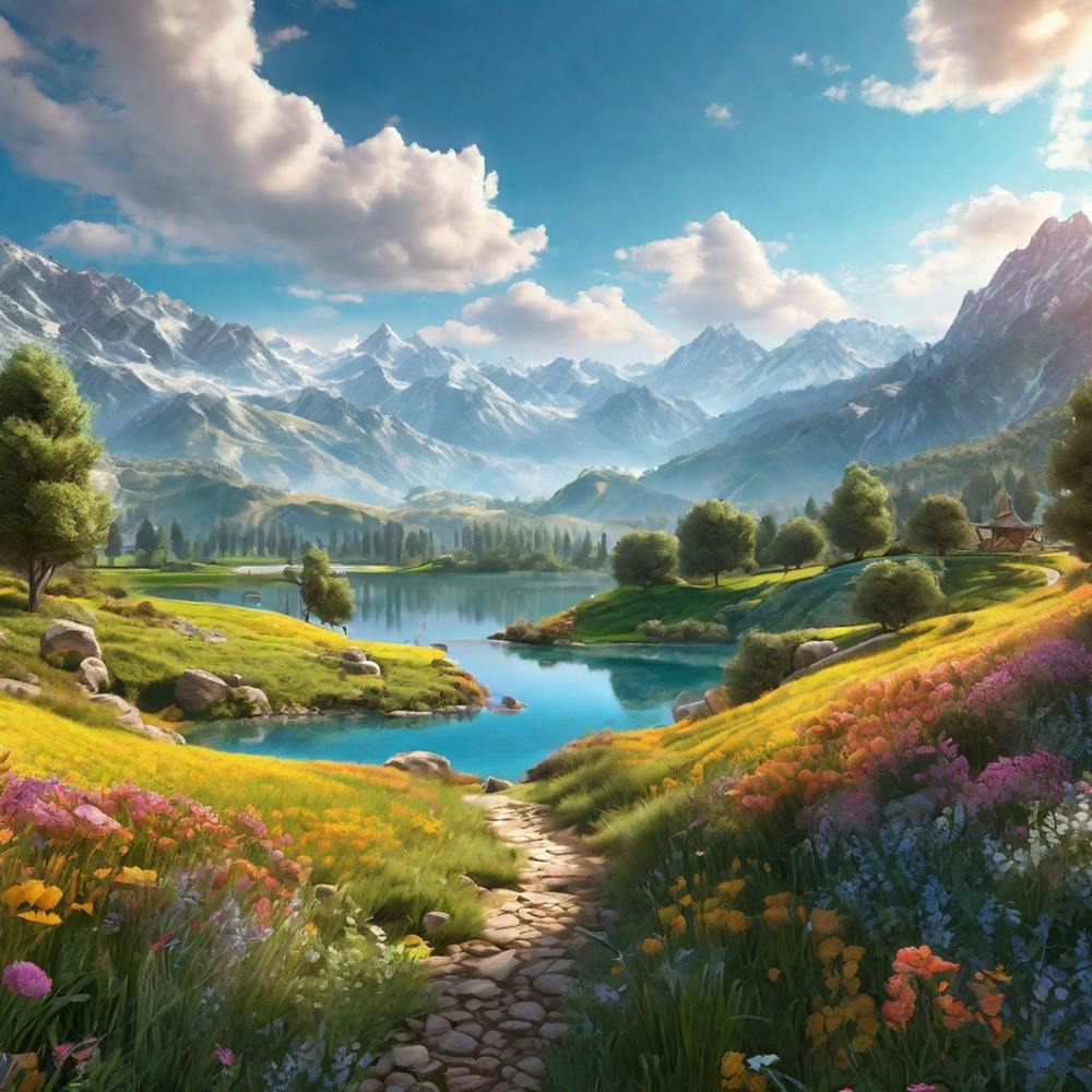 Friedliche Landschaften Ultra HD Realistisch Lebendige Farben Hochdetailliert UHD Zeichnung Tusche (41)