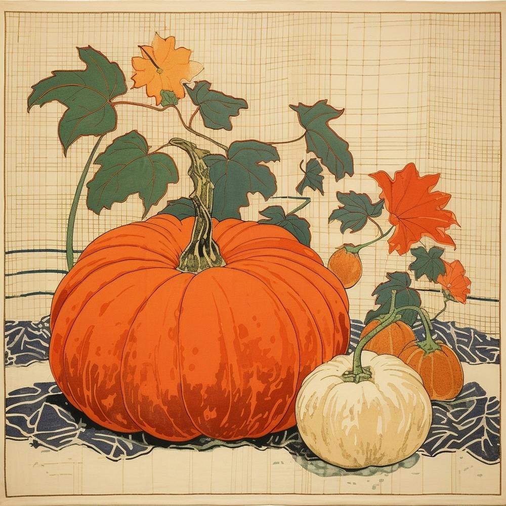 Vintage Kürbis-Illustration Quadratisch 1
