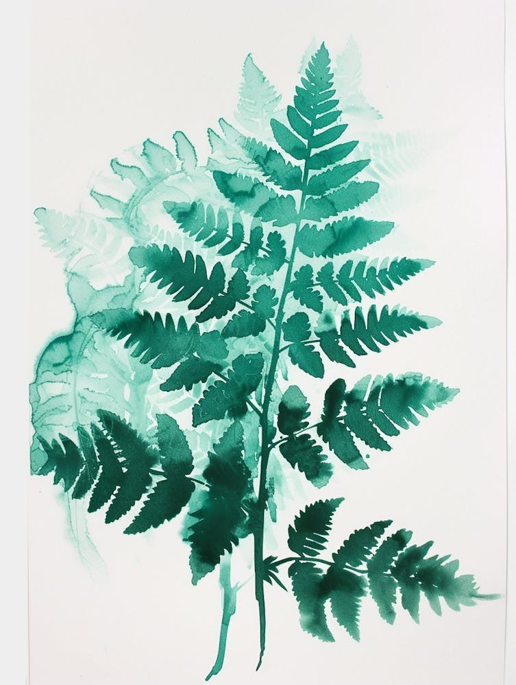 Green Ink Painting Of A Blue Star Fern 2