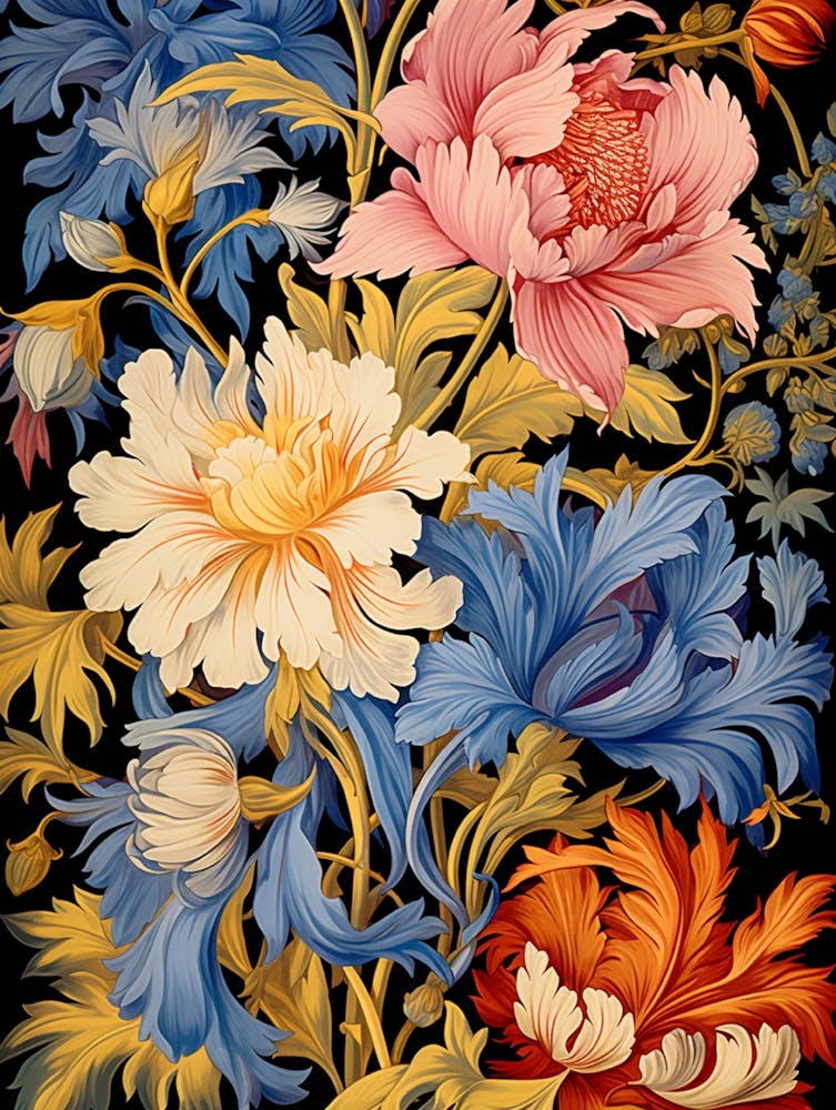Flowers On A Black Background 1