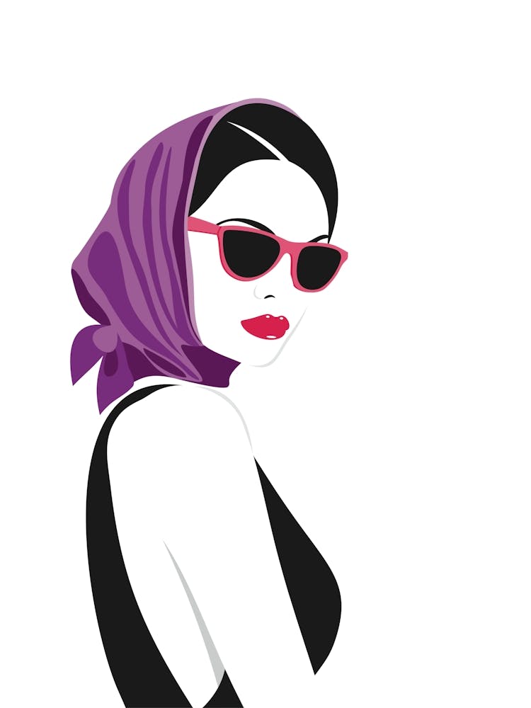 Woman In Headscarf & Sunglasses Fashion