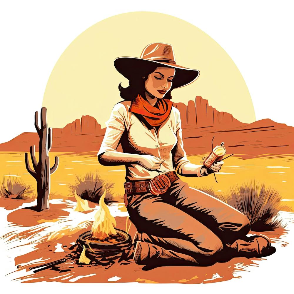 Cowgirl Thinking In The Desert