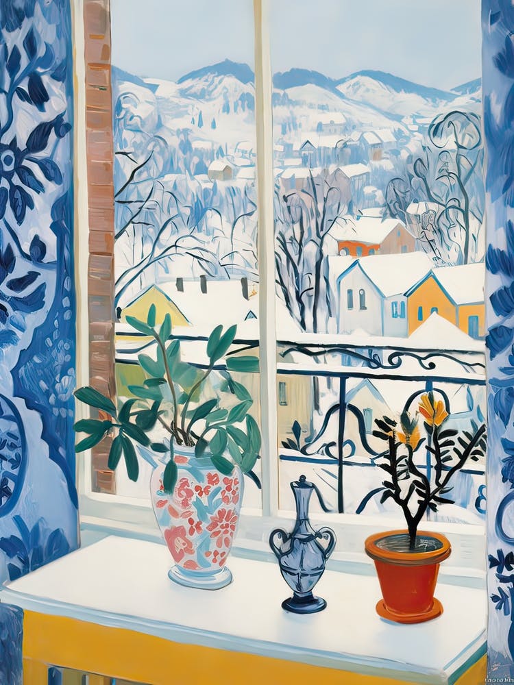 Le rebord de fenêtre de Salzbourg, Autriche - Neige inspirée par Matisse 1