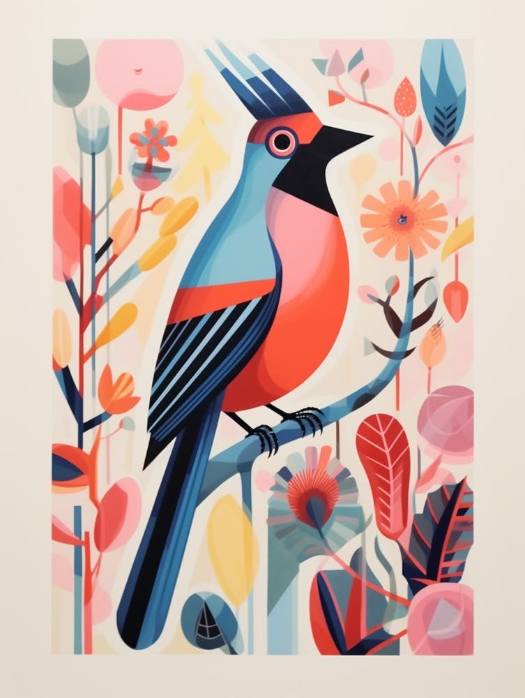 Colourful Scandi Bird Northern Cardinal 4