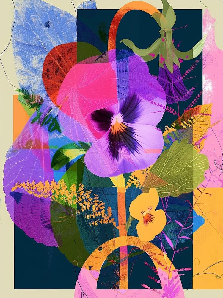 Pansy 1 Neon Flower Collage