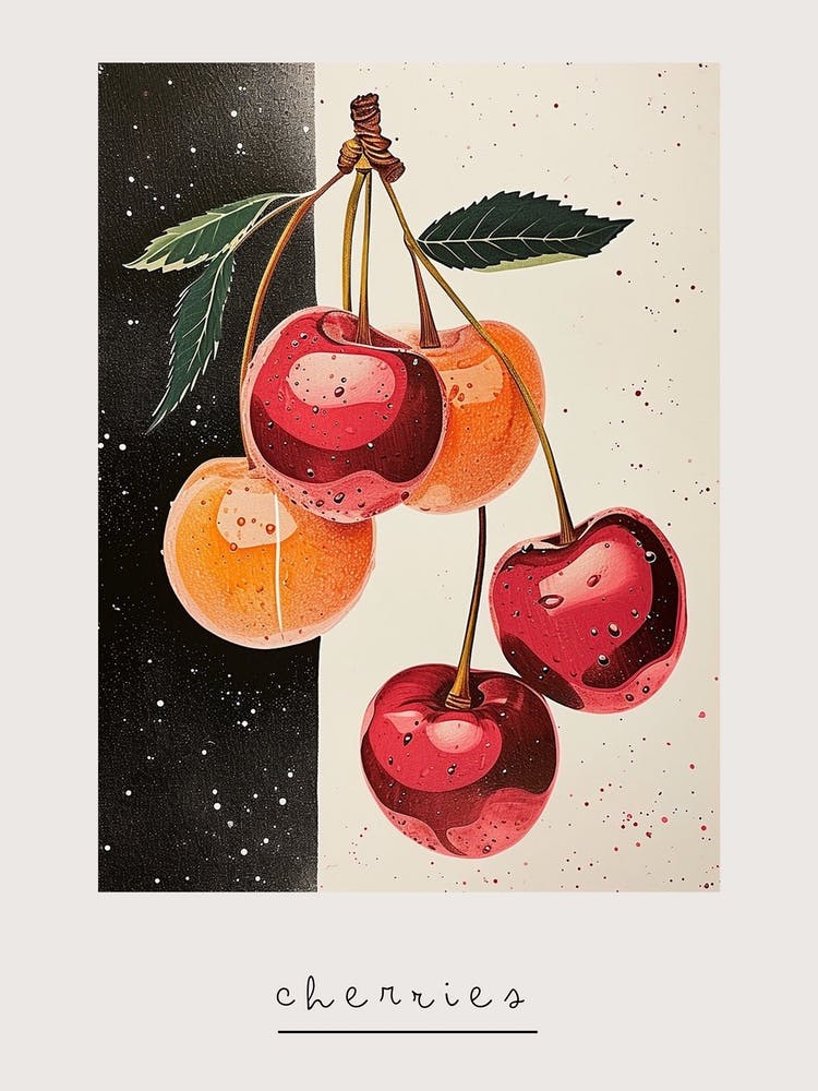 Art Deco Abstract Cherries Poster