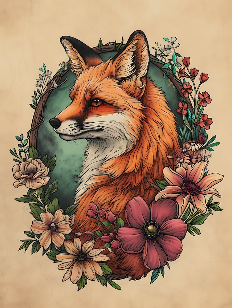 Erstaunlicher Rotfuchs mit Blumen 20