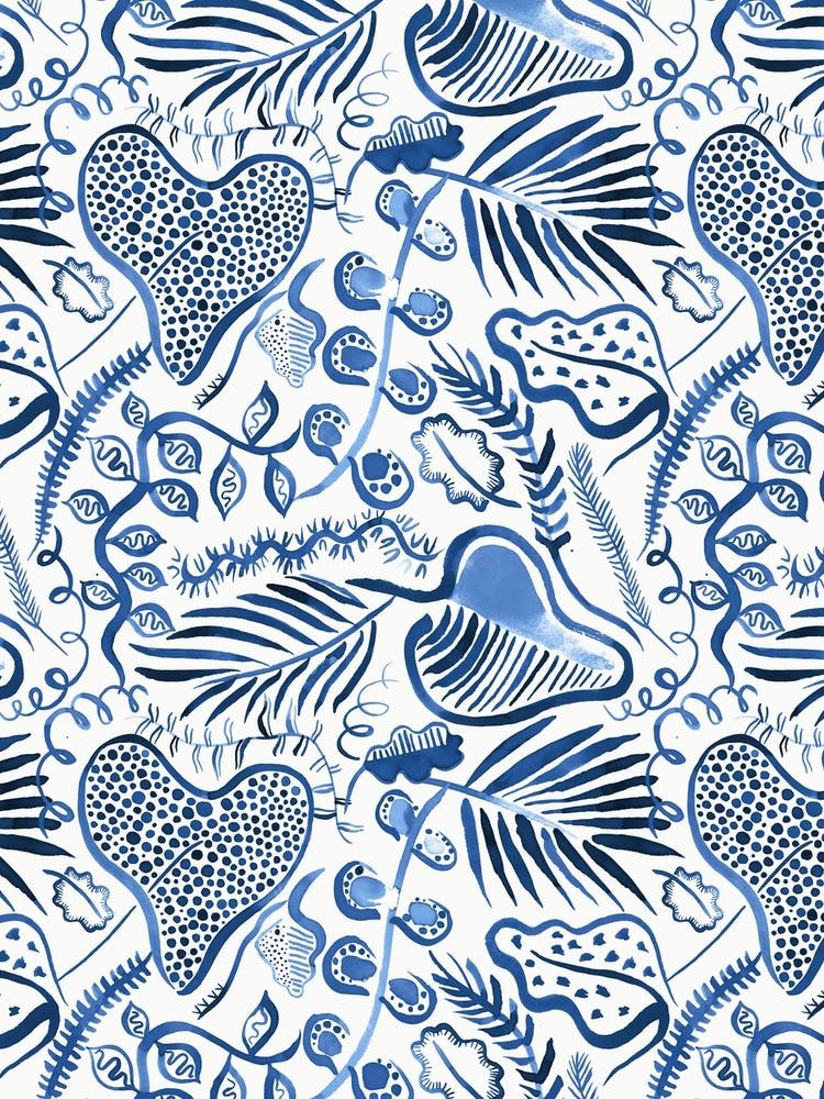 Tropical Forest Jungle Leaves Blue
