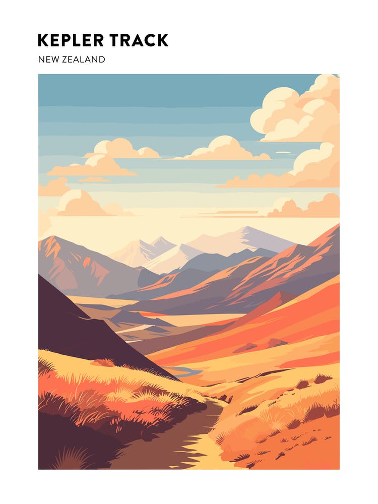 Kepler Track New Zealand 1 Hiking Trail Landscape Poster