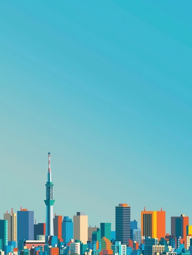 Tokyo Japan 3 Colourful Illustration