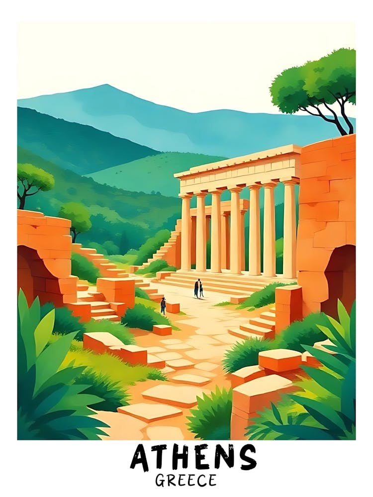 Athens Greece Vintage Travel Poster 5