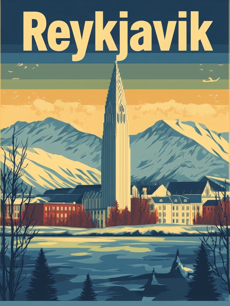 Aihrgdesign A Vintage Travel Poster Of Reykjavik 1