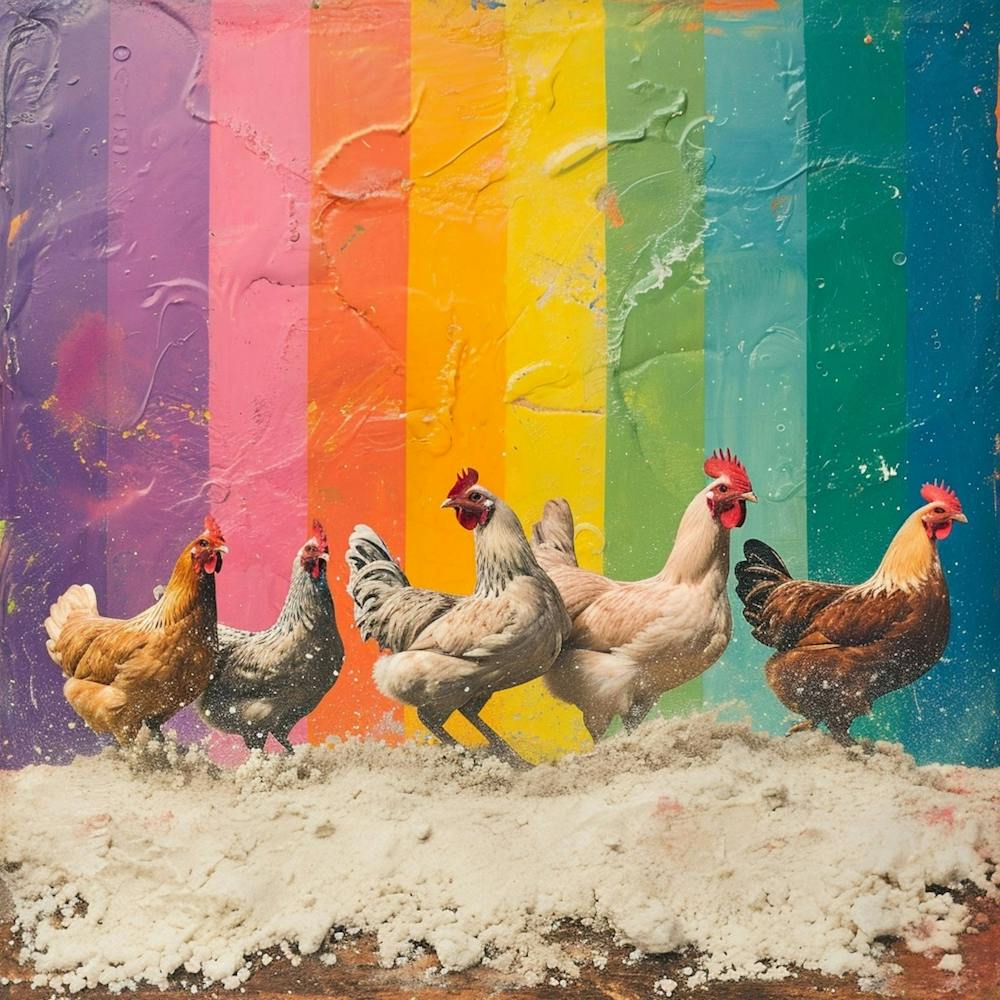 Rainbow Stripe Chicken Collage 2
