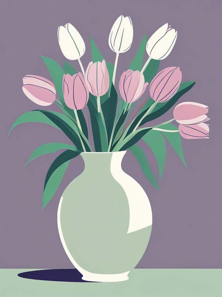 Green Tulips Vase Art (2)