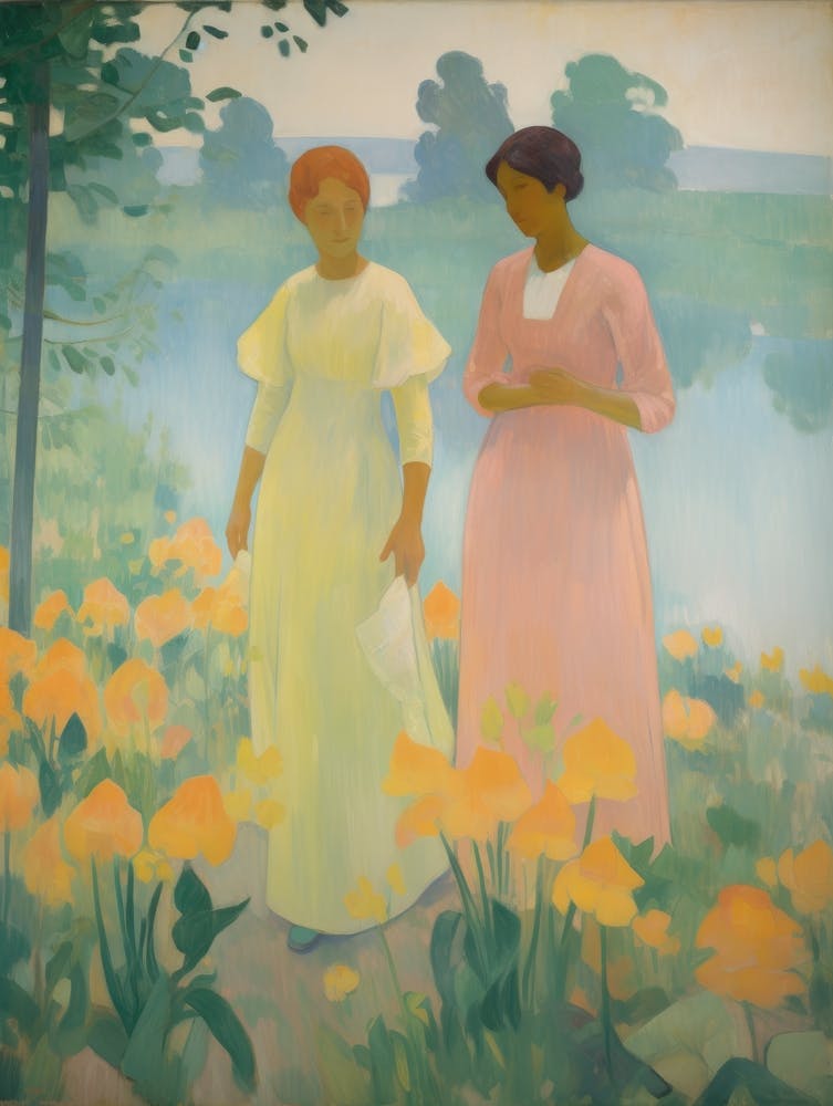Two Women In Yellow Dresses