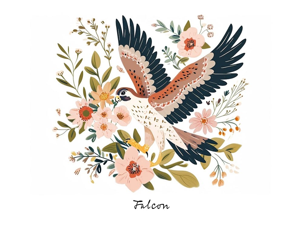 Petit Faucon Floral 3 Affiche