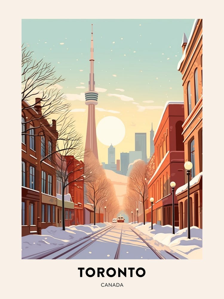 Vintage Winter Travel Poster Toronto Canada 2