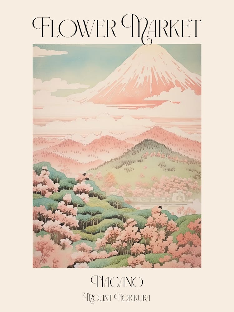 Flower Market Mount Norikura In Nagano, Japanese Landscape 2 Poster