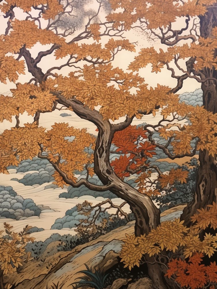 Butternut 1 Vintage Herbstbaum Druck