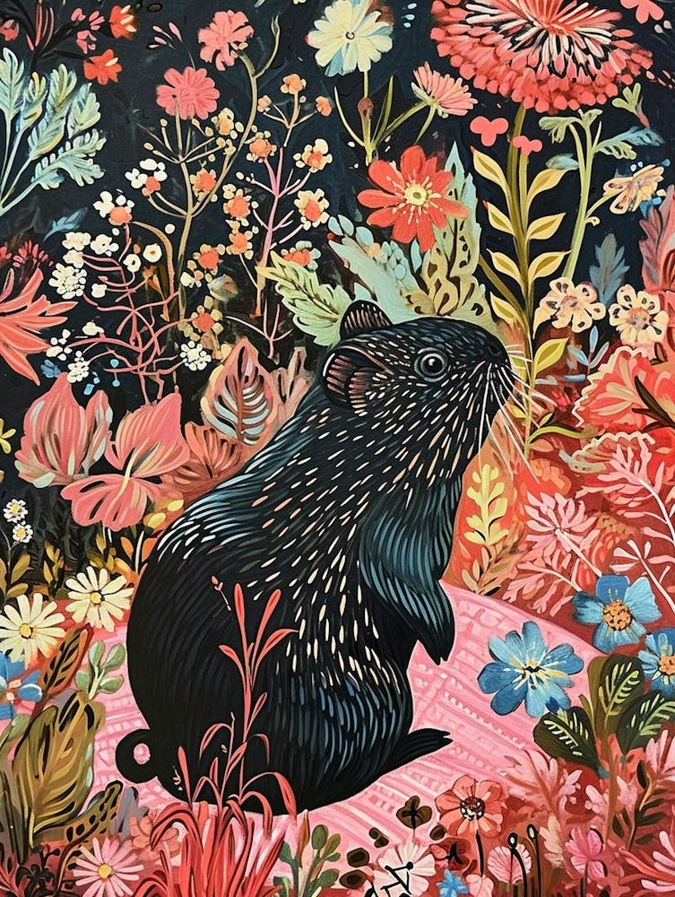 Floral Animal Painting Guinea Pig 3