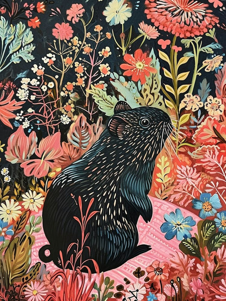 Floral Animal Painting Guinea Pig 3