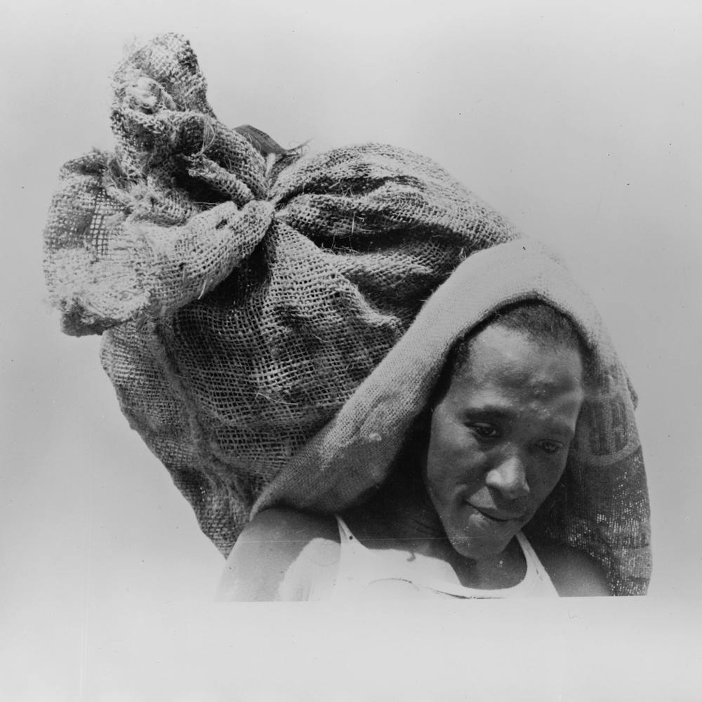 Stevedore With Sack Of Oysters, Olga, Louisiana By Russell Lee